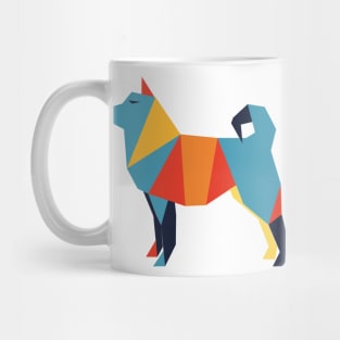 Geometric Colorful Dog Abstract Retro Design Abstract Animal Mug